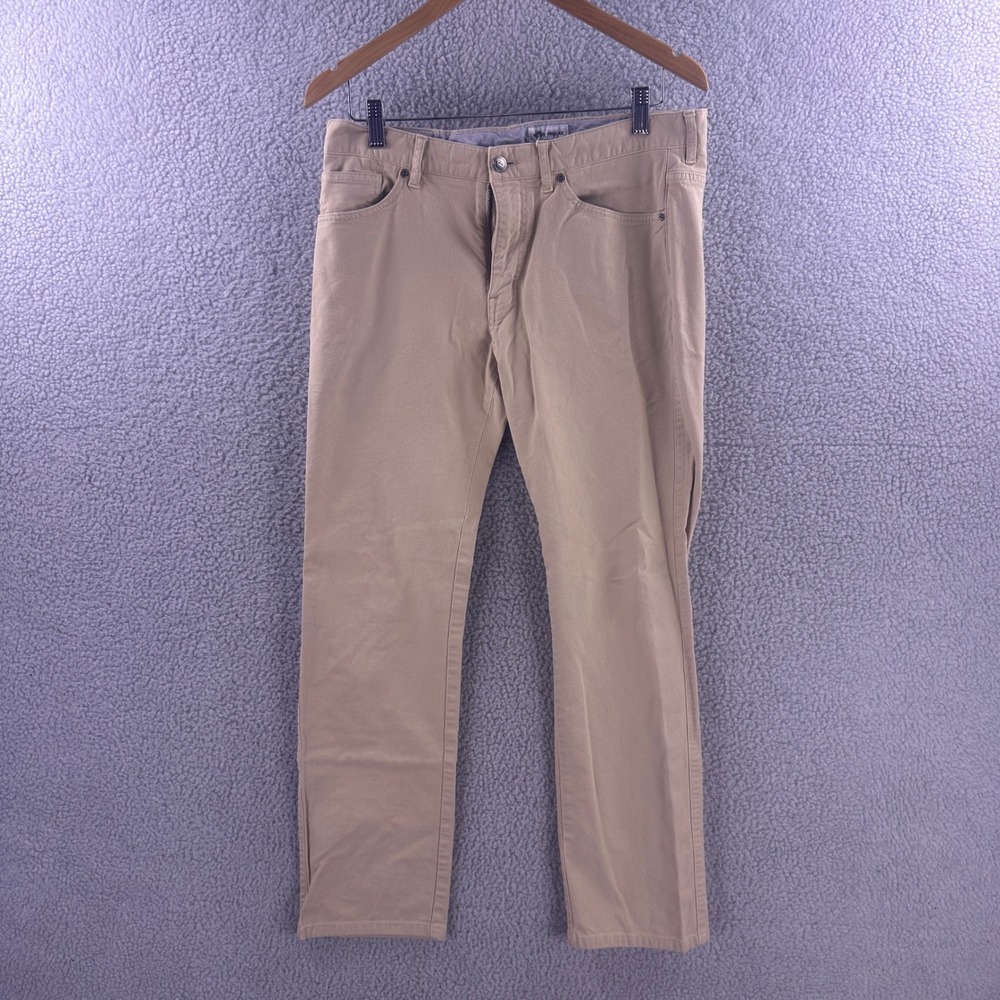 Peter Millar Mens Tan Khaki Canvas Five Pocket Straight Leg Pants Size 33